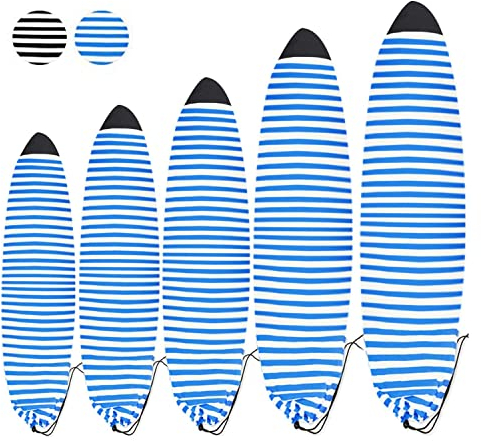 UCEDER Lightweight Board Bag and Surfboard Storage Bag- Surfboard Sock Cover Great for Local Trips to The Beach (Blue and White, 6'10'')