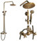 GLYYR Antikes Messing Duschsystem mit Warmes und Kaltes Wasser Wandhalterung Brausegarnitur Multifunktional Duschsystem mit Duschkopf, Handbrause