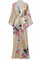 BABEYOND Robe de chambre très longue en satin pour femme, kimono d’été à motif floral, long peignoir kimono imprimé, pour soirée pyjama entre filles, champagne, taille unique