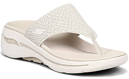 Skechers Damen Go Walk Arch Fit Weekender Sandale, Natural Textile, 41 EU