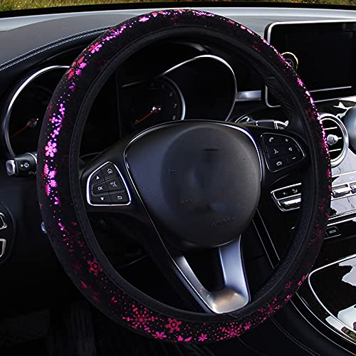 Universal Auto Lenkradhüllen,37-38cm Anti Rutsch Glänzende Schneeflocke Lenkradabdeckung Glitzer Bling Lenkradbezug Lenkrad Abdeckung Lenkradschoner Auto-Dekorzubehör für Frauen Damen Mädche,Lila