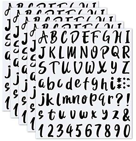 Olakin Selbstklebendes Vinyl [5 Blätter] Nummern Buchstaben Kit, Wasserdicht Briefkasten Nummern Aufkleber für Fenster, Tür, Haus, Schilder, Adressnummer, Autos, Geschäft