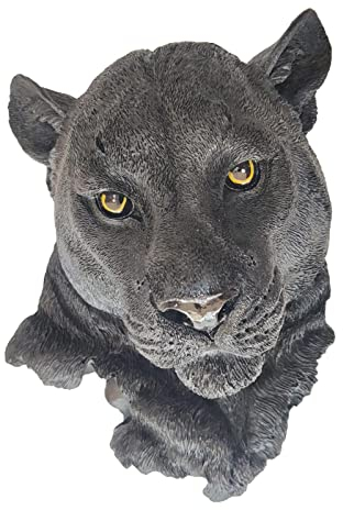 perfk Lebensechte Tierkopf-Statue aus Kunstharz, Wandhalterung, Kunsthandwerk, künstliche 3D-Wildtierfiguren für Bauernhaus, Aufenthaltsraum, Schwarzer Panther
