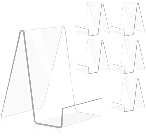 trophable 6 x Acryl-Buchständer, verdickt, durchsichtig | Display-Staffelei-Halterung für Tablets, Zeitungen, Zeitschriften, Notizbücher, Lehrbücher, CDs (transparent, klein)