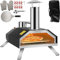 L-skills Forno per pizza all'aperto in acciaio inox, forno a legna, granuli di legno pellet o carbone, ideale per serata, cucina tra amici trasportabili giardino, balcone con pietra a pizza.
