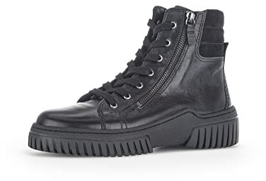 Gabor Damen Schnürstiefeletten, Frauen Schnürboots,Wechselfußbett,Best Fitting,halbstiefel,Kurzstiefel,schwarz(Altsilber),40.5 EU / 7 UK