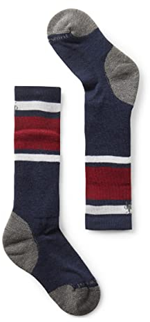 Smartwool Unisex-Youth Kids' Wintersport Full Cushion Stripe OTC Socks, DEEP Navy, M
