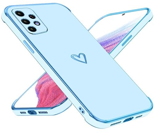 Keteen Handyhülle für Samsung Galaxy A52 4G / 5G / A52S 5G Hülle Cute Herz Muster Mädchen Galvanisierte Kameraschutz Weich TPU Silikon Schutzhülle Ultra Dünn Hülle für Samsung A52 / A52S 5G, Blau