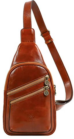 Time Resistance Brusttasche Leder Herren - Stylische Umhängetasche - Rücken & Brust - 100% Leder - Italienische Handwerkstradition