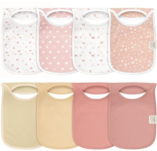 8er-Pack Baby Lätzchen für Jungen & Mädchen – Pullover Sabberlätzchen für zahnende Babys, Neugeborene & Kleinkinder –Weich & Saugfähig, Süße,Lätzchen Groß hält Ihr Baby sauber & trocken(Butterflies)