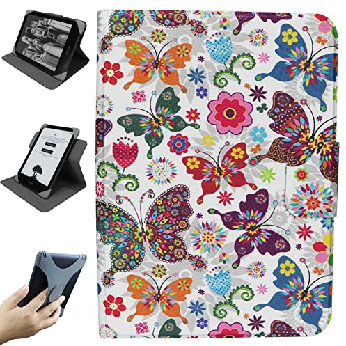 ZhaoCo Universal Abnehmbare Hülle für 6'' New Kindle 2024/2022, Kobo Nia/Clara 2E / Clara HD, Leichte Schutzhülle mit Mehreren Betrachtungswinkeln - Schmetterling