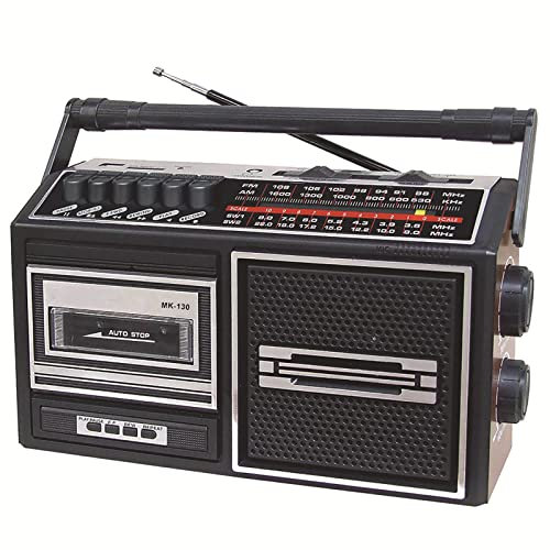 Retro Boombox Cassette Player, Cassette Tape Player,Retro Home Audio Stereo AM SW Radio,Classic 80s Style,Full Band Radio,Support Storage Card, USB,Headphone Jack