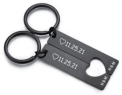 Schlüsselanhänger Personalisiert für Mama Partner Frauen Freundin, Gravur Herz Puzzle Schlüsselanhänger Geschenk Muttertag (Schwarz Text