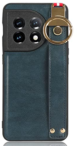 DENSUL Slim Case for OnePlus Ace2,Case Back with Wristband Holder & Hanging Ring Multi -Purpose Bottle Opener Tool, Shockproof TPU Bumper Anti-Scratch Phone Cover,Blue