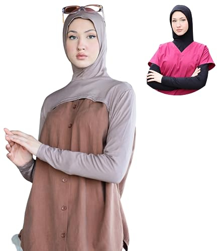 para life Hijab-Dickey-BoleroArmstulpe mit Hijab-Hijab und Armmanschette, Schulterriemen für Damen, Armstulpen für Damen, Nerz, Einheitsgröße