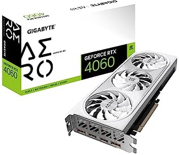 Gigabyte GeForce RTX 4060 AERO OC 8G Graphics Card, 3X WINDFORCE Fans, 8GB 128-bit GDDR6, GV-N4060AERO OC-8GD Video Card