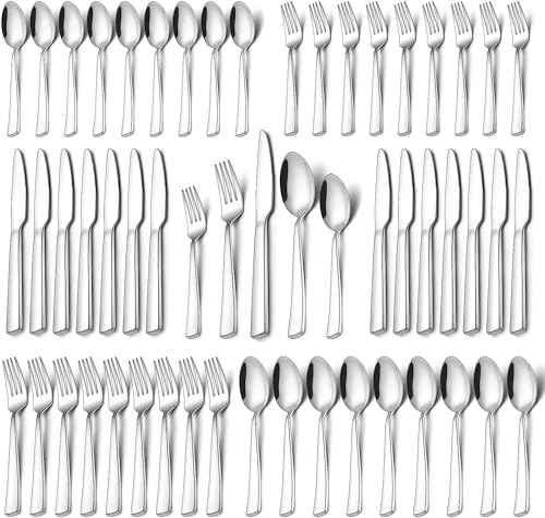 Besteck Set 12 Personen, Terlulu 60 teilig Edelstahl Besteckset, Gehämmertes Essbesteck Set mit Messer Gabel Löffel, Hochwertiges Edelstahlbesteck, Hochglanzpoliert & Spülmaschinenfest