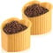 Mumufy 2 Pcs Ceramic Elevated Cat Bowls Tilted Elevated Raised Pet Bowls Anti Vomit Cat Dish for Indoor Stress Free Water Dish Feeder for Puppies, Heart Shaped(Yellow)
