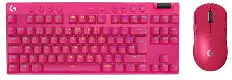 Logitech G PRO X SUPERLIGHT 2 LIGHTSPEED souris gaming sans fil, recharge USB-C, PC et Mac + PRO X TKL LIGHTSPEED clavier gaming sans fil, sans pavé numérique, touches en PBT (Français AZERTY) - Rose
