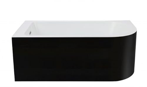 BRAIDER RESTIA Wandwanne Eckwanne Acryl Schwarz - Weiß LINKS 160 x 75 cm