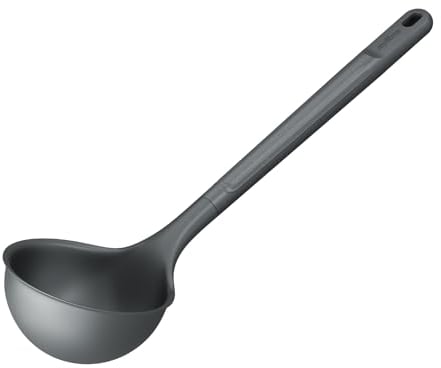 Zyliss Cucharón de Sopa Grande y Duradero de Paja de Trigo/Nylon Para Cocinar y Servir con Silicona Resistente al Calor, Gris Beluga, 31 cm x 9 cm, Apto Para Lavavajillas
