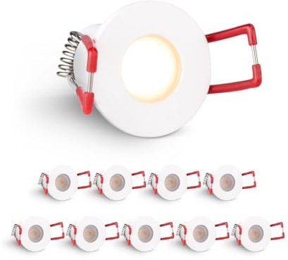 LongLife LED 10er Set Einbaustrahler Mini 3W 2700K weiß RAL 9016 IP65 Dimmbare Strahler für Terrassenüberdachung, Carports, Dachüberständen