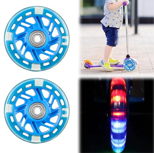 Nizirioo Lot de 2 roues lumineuses de trottinette : 100 mm LED avec roulement ABEC-9, pneus de trottinette Stunt Dureté 88A Accessoires de scooter Convient pour toutes sortes de scooters avec pneus de