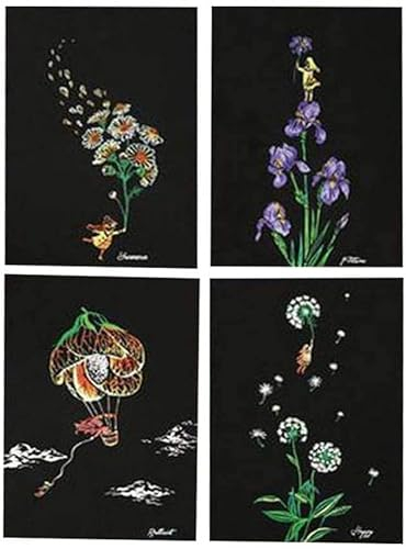 Moments Zauberhaftes Rubbelblumen (4Stk.) 20x15cm - Kratzbild für Kinder und Erwachsene, magische Bastelkratzer, Entspannung und gemeinsame Momente für die ganze Familie, kreatives Abhängen