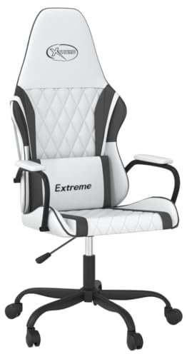 vidaXL Sedia da Gaming Massaggiante Bianco e Nero in Similpelle