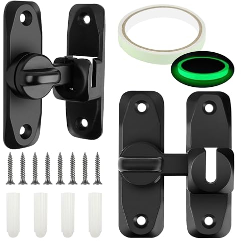 2 Pezzi Chiusura Porta Lucchetto Porta Serratura Porta Scorrevole Serrature per Porte a 90°e 180° Serrature per Porte in Zinco per Camera da Letto Bagno Cucina Giardino