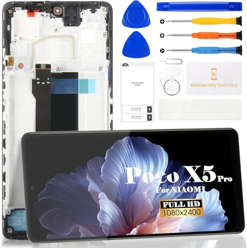 Pantalla LCD TFT para Xiaomi Poco X5 Pro 5G para Redmi Note 12 Pro, reemplazo de pantalla para 22101320G, digitalizador táctil, kits de reparación (negro, con marco)