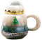 Weihnachten Tasse, Farbverlaufs-Keramik-Teebecher, Weihnachtsbecher mit Deckel und Geschenkbox, 500ml (Blau)
