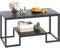 Huhote 2 Tier Coffee Table, Center Table, Tea Table, Living Room Table with Black Metal Frame, for Living Room Bedroom Office, Modern Open Design, 39.4 x 18.9 x 20 IN, Black Marble