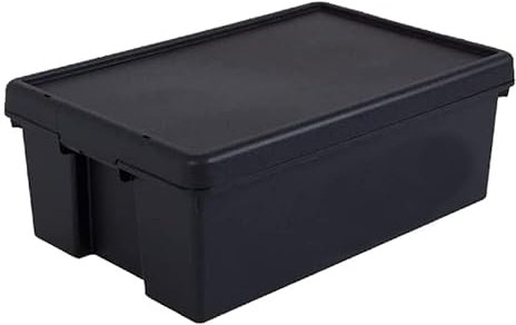 1 x 36L Litre Black Wham Bam 100% Recycled Plastic Containers Airtight Snap Lid Stackable Heavy Duty Storage Box Organizer For Toys Shoes Garage Home Office Eco-Friendly Bulk Storage Solutions