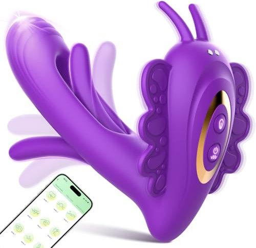 G Punkt Vibration für Frauen Klitoris, 3 in 1 Dildo Vibrator mit 9 Vibrations, 9 Flattermodi, Clitoris Vibrator Sex Spielzeug, Sex Toy für Klitoris Brustwarze Stimulator für Paare APP-Fernbedienung