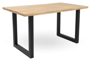 Home Heavenly® Mesa de Comedor, salón, Industrial Barcelona, Mesa de diseño Moderno y Robusto, Tablero en Listones de Madera con Acabado Recto Patas a Forma de U 140X80 cm