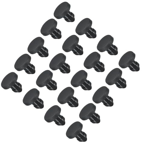 TOP-VIGOR 30Pcs Silicone Snap in Locking Hole Plugs, 4mm Diameter Hole Stoppers, Rubber Panel Seal Cover Flush Type Panel Round for Kitchen Rubber Bulkheads Waterproof Sealing Plugs, Black
