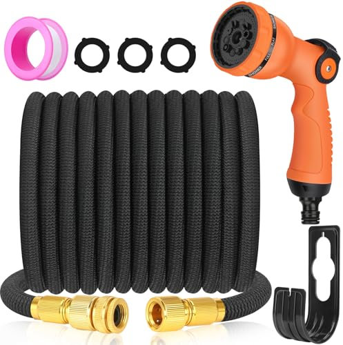 Garden Hose Pipe 25FT - Expandable Garden Hose with 10 Function Gun, Flexible Water Hose Pipe, Lightweight & Kink-Free Extendable Hose, for Home Gardening, Car Wash, Pet Bathing
