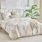 Tokokimo Housse de Couette 220x240 avec 2 Taies d'oreiller 65x65 cm - Motif de Feuilles de Palmier Tropicales dorées - 100% Microfibre Parure de lit 220x240 Adulte avec Fermetures éclair, Blanc