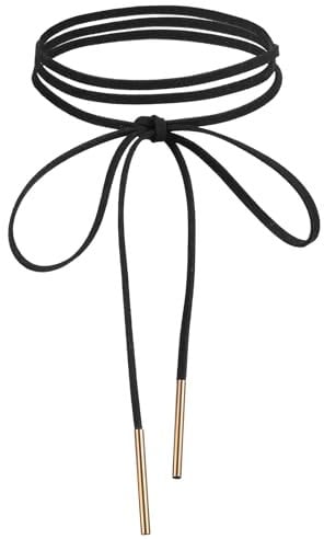YQQYG 1 Pcs Black Choker Necklace for Women, Gothic Bow Choker, Velvet Choker with Gold Tube, Neck Chokers Long Wrap Rope Collar Tie Neck Chain, Neck Accessories for Party Prom