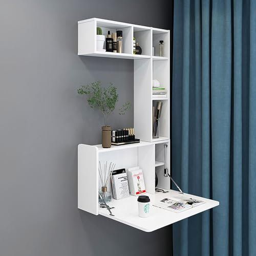 WWERTYY Klappbarer Wandtisch, klappbarer Schreibtisch mit Ablagefläche, multifunktionaler Computerarbeitsplatz, multifunktionaler schwebender Schreibtisch für das Home Office (Bianco)