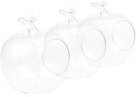 TOYANDONA 3pcs Apple Shaped Clear Glass Hydroponic Terrarium Container Decorative Vase for Tabletop Micro Landscape DIY Plant Propagation Home Office Decor
