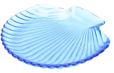 VANZACK Piatto Vassoio in Vetro Trasparente Blu per Frutta e Dolci Portata Versatile per Buffet e Casa Facile da Pulire Design Elegante Ventaglio