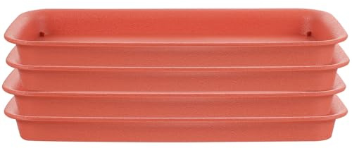 Kichvoe Platos Maceteros Rectangulares de Plástico 4 Piezas para Plantas | Bandejas de Goteo, Formato Rectangular, para Maceta y Flor, Uso en Centros Comerciales y Exterior