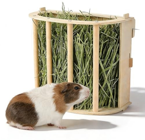 Nimblyne Heuraufe Meerschweinchen, Heuraufe Kaninchen aus Naturholz, Hasen Zubehör Kaninchen Zubehör, Heuraufe für Meerschweinchen aninchen, Chinchilla, Hasen und Hamster