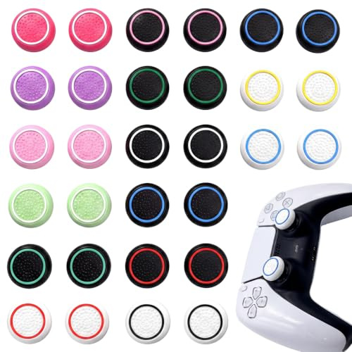 Stalora 30 Stück Joystick Kappen für PS5/PS4/Xbox Controller, Silikon Thumbsticks Grips Caps, Daumengriffkappen Schutz Aufsätze für Dualsense und Xbox Series Zubehör (Mehrere Farben)