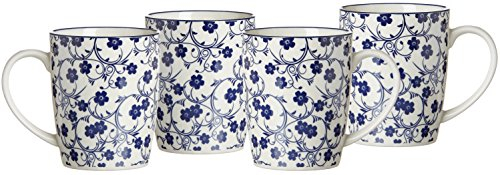 Ritzenhoff & Breker Tazza di caffè Set di Royal Sakura, 4 Pezzi, 350 ML, in Porcellana, Bianco e Blu