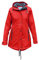 MADSea Damen Regenmantel Friesennerz 620 | halblanger wasserdichter Regenparka | winddicht mit maritimen, weiß/blauen Innenfutter, Rot, Größe:50