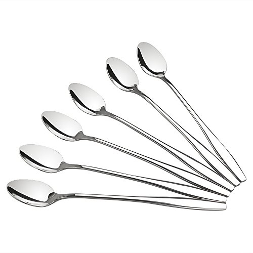 Gitany Long manche Cuillère à mélanger, Acier Inoxydable, Set de 12, Cuillères de Yogourt