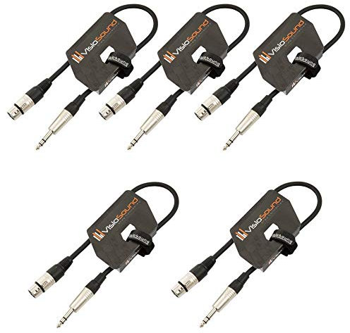 VisioSound 5 x Female XLR to 6.35mm Stereo TRS Jack Lead/Balanced Signal/Audio Patch Cable (Black, 0.5m, Pack of 5)